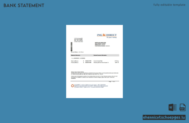 Beispiel eines Kontoauszugs der australischen ING Direct Bank